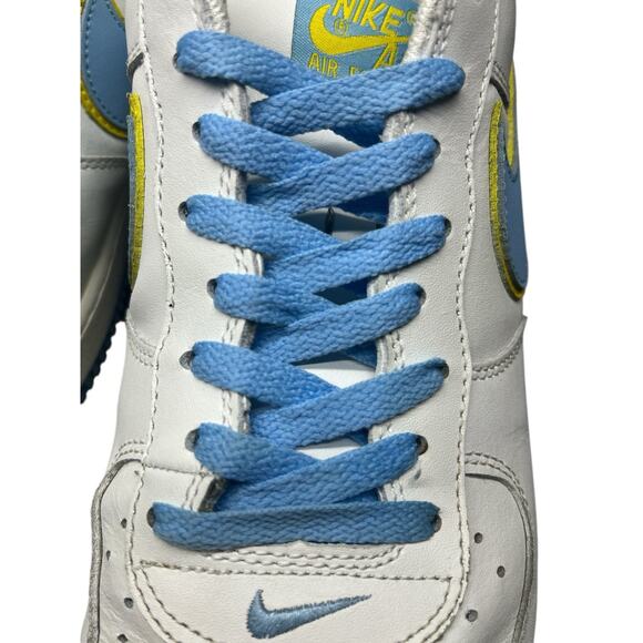 2005 Nike Air Force 1 Low White Blue Yellow 307109‑143 Size 13 main image 15